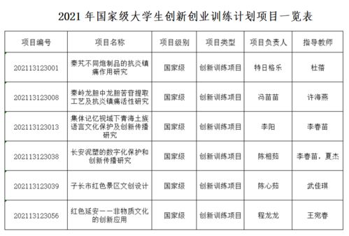 創(chuàng)新創(chuàng)業(yè)訓(xùn)練計(jì)劃立項(xiàng)項(xiàng)目名單