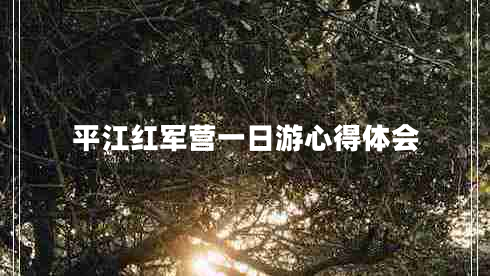 平江紅軍營一日游心得體會 平江紅軍營一日游心得體會