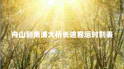 舟山到南浦大橋長途客運(yùn)時(shí)刻表