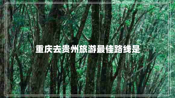 重慶去貴州旅游最佳路線是 重慶去貴州旅游最佳路線是