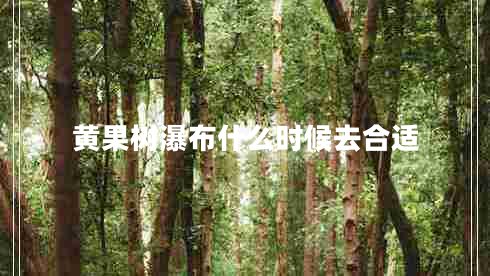 黃果樹瀑布什么時候去合適 黃果樹瀑布什么時候去合適