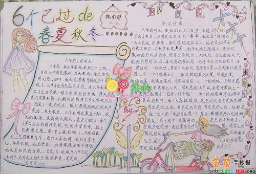 春夏秋冬,詩句,手抄報