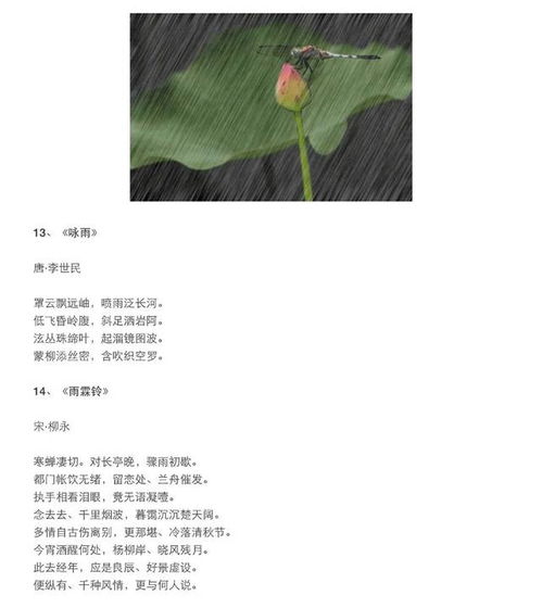 古詩中描寫下雨的詩句