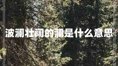 波瀾壯闊的瀾是什么意思