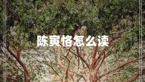 陳寅恪怎么讀