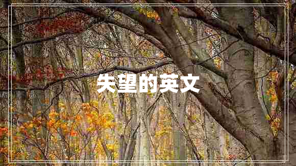 失望的英文 失望的英文