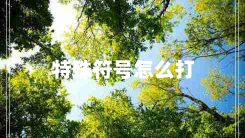 特殊符號(hào)怎么打