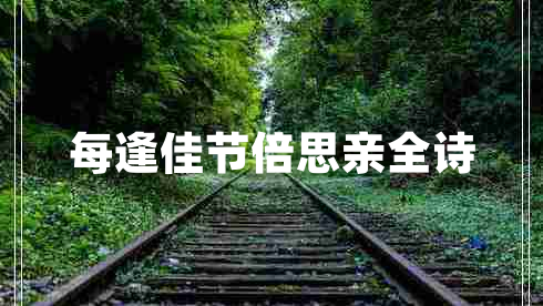 每逢佳節(jié)倍思親全詩 每逢佳節(jié)倍思親全詩