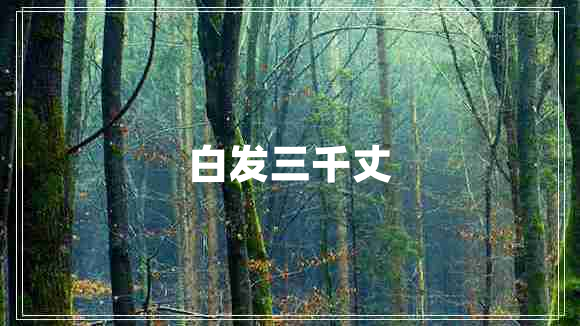 白發(fā)三千丈 白發(fā)三千丈