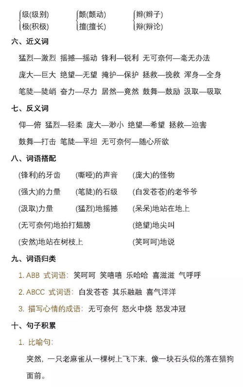 語文五級上冊基礎(chǔ)知識書