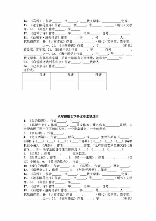 八級(jí)下語(yǔ)文基礎(chǔ)知識(shí)字詞